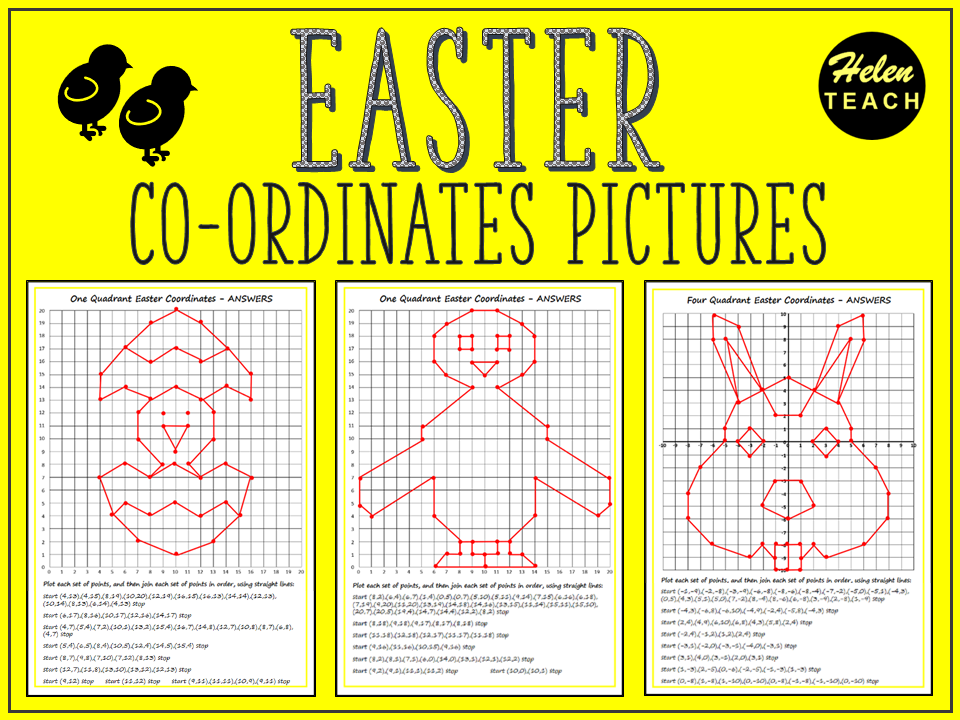 Easter Coordinate Picture Differentiated Worksheets with Answers