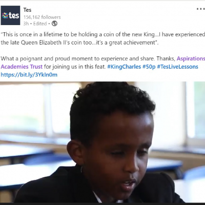 Tes delivers third Live Lesson in schools on New King Charles coins