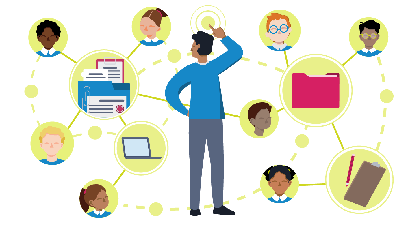 A teacher scratching their head