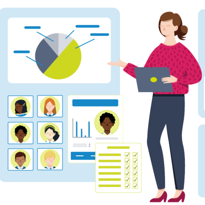 Teacher looking at safeguarding statistics